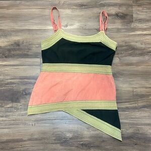 Vintage Women's Asymmetrical 100% Cotton Camisole - Black, Green, and Pink